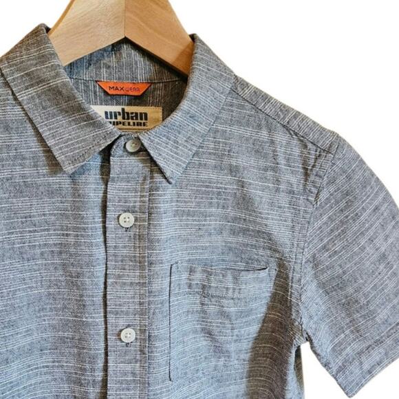 Urban Pipeline Button Down TShirt Cotton Short Sleeves Blue Boy's Medium - Picture 2 of 5
